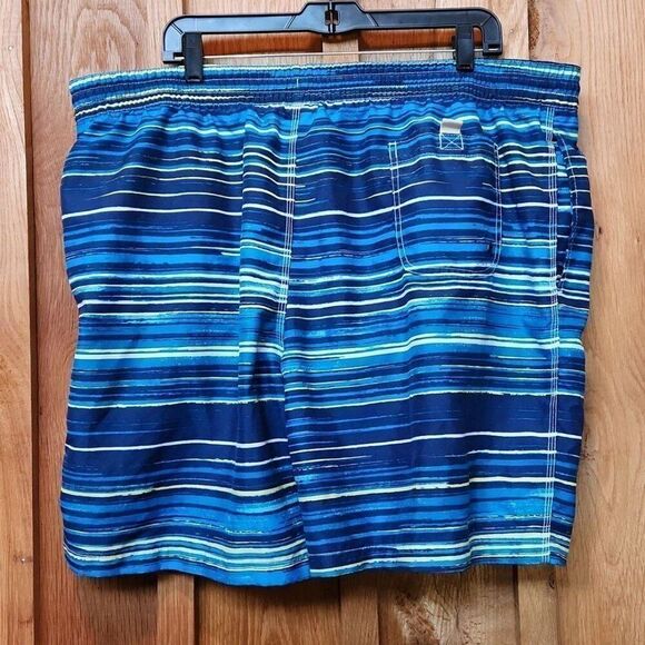 CARIBBEAN JOE Swim Trunks Shorts, Beachwear Drawstring, XXL, Blue & White - Picture 2 of 12